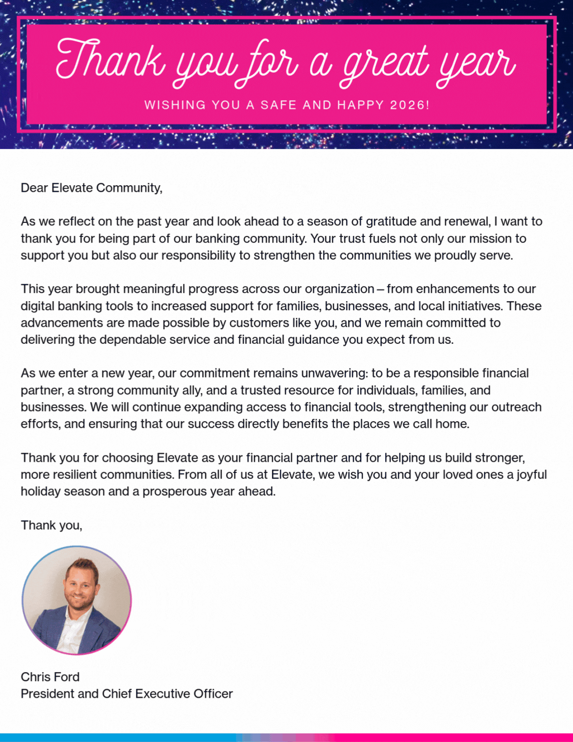thank you from our CEO